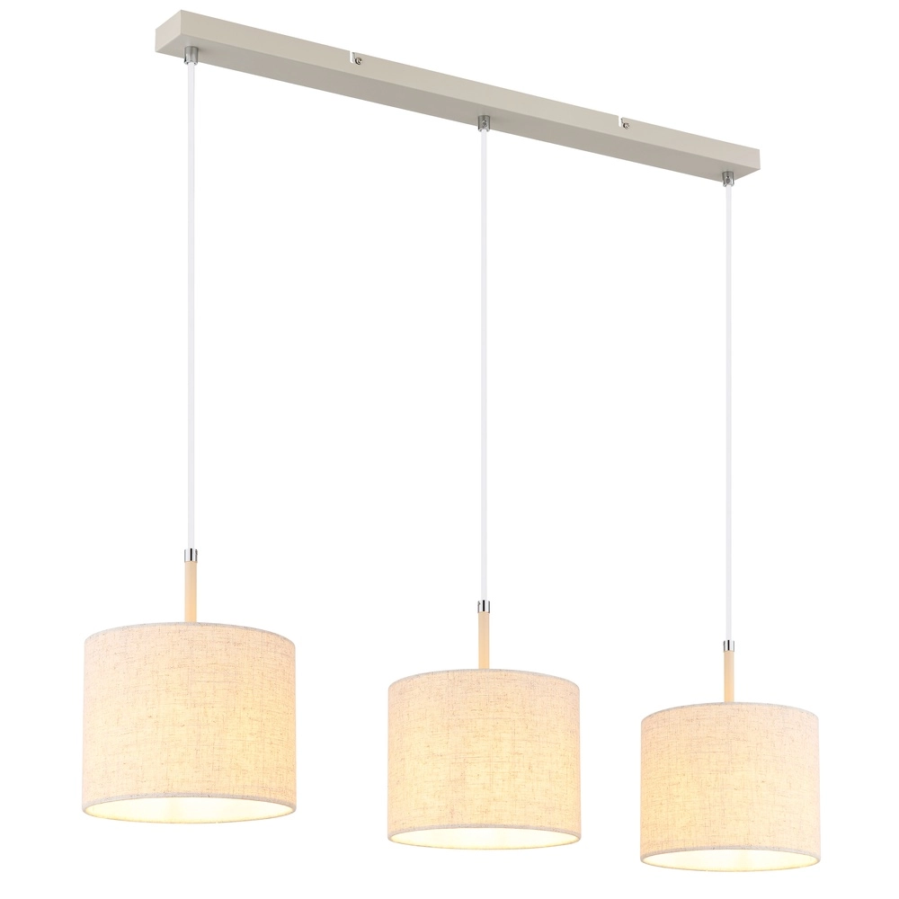 Suspension 3 lumières Deleon brun sable droit