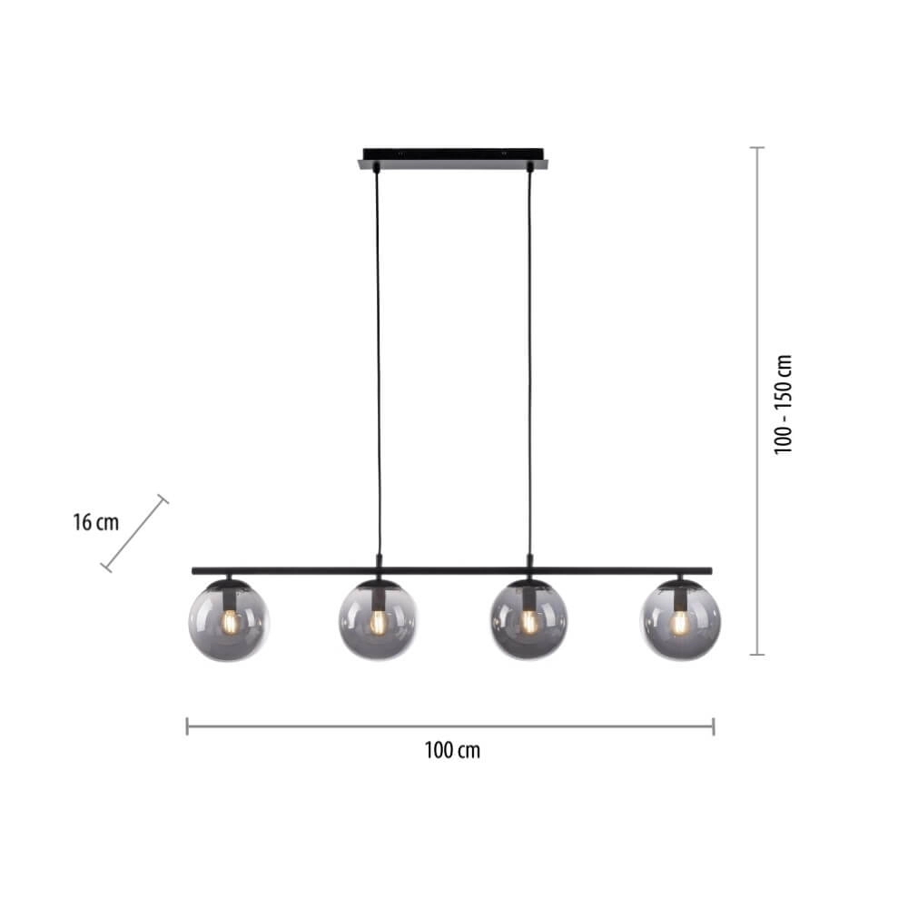 Lampe suspendue noire Big Widow 4 lumières Just Light 4043689988395