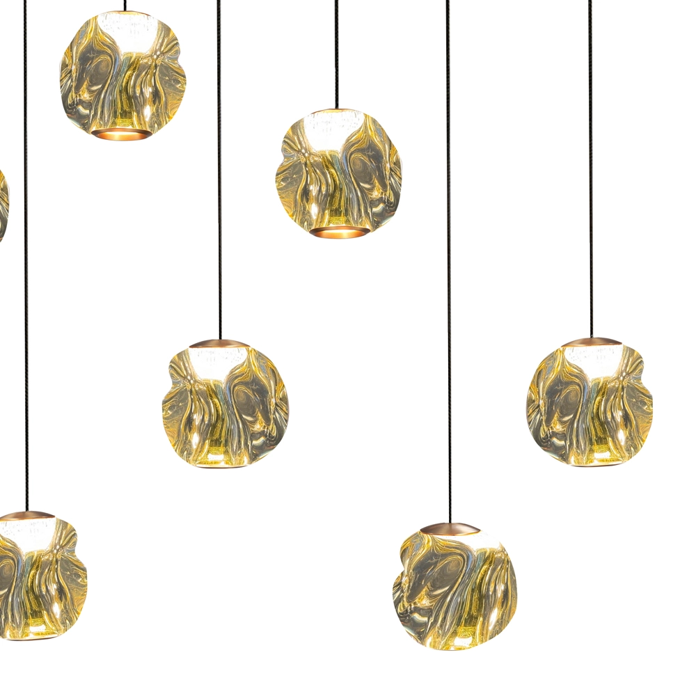 Suspension Melina Noir à 12 lumières avec verre ambré Highlight 8718379050497