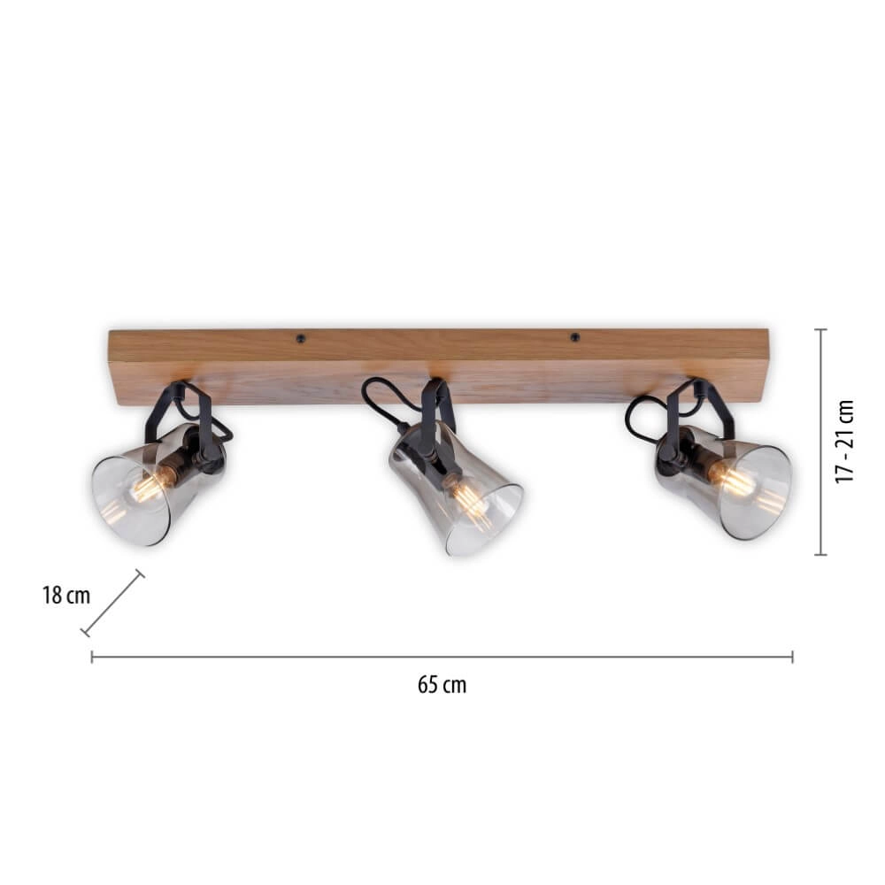 Plafonnier Green Langstrom en bois à 3 lumières Just Light 4043689994884