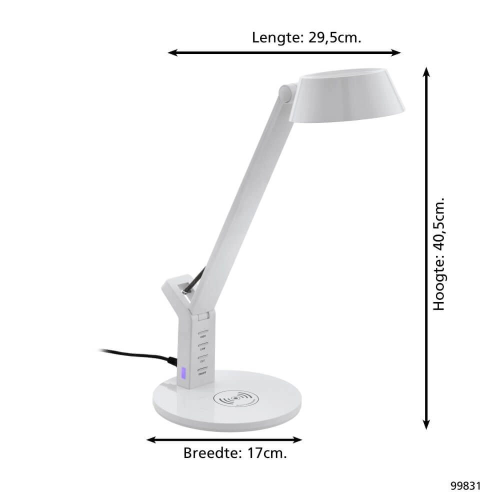 Lampe de bureau blanche Banderalo avec panneau de chargement Eglo 9002759998318