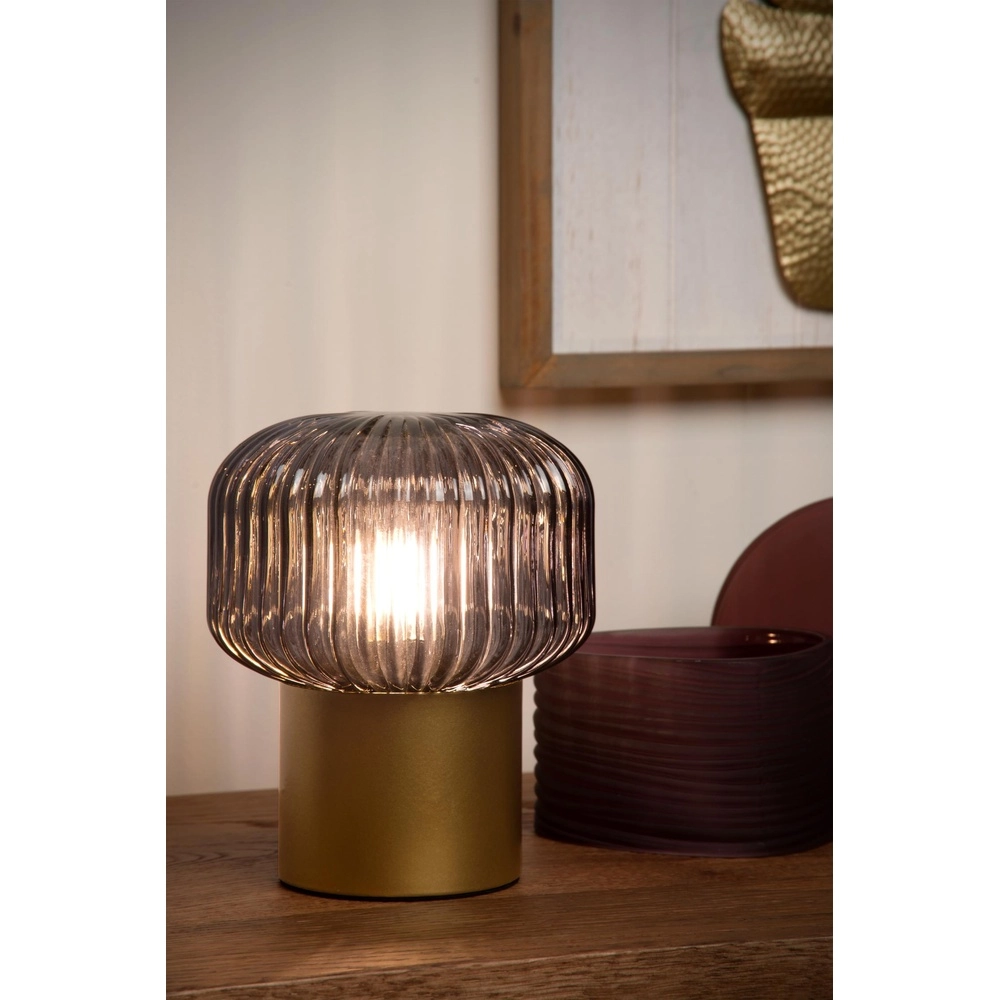 Lampe de table Jany Or avec verre fumé Lucide 5411212782663