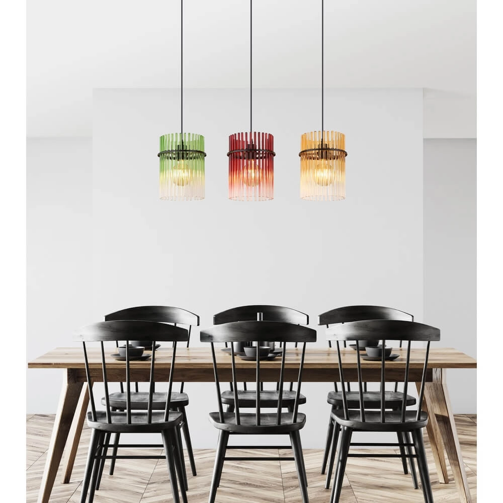 Suspension noire Gorley Verre coloré 3 lumières Globo 9007371481002