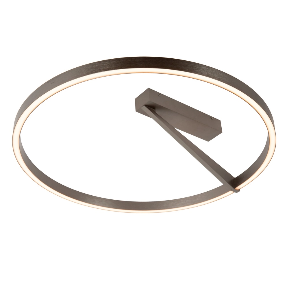 Lampe de plafond à design Applause Ø 60 cm - acier brossé - avec télécommande