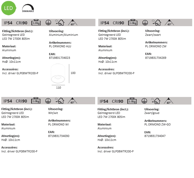 Spot de salle de bain Ormond gris Artdelight 8719831734030