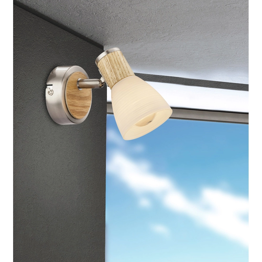 Lampe murale Gylfi Nickel avec bois Globo 9007371343546