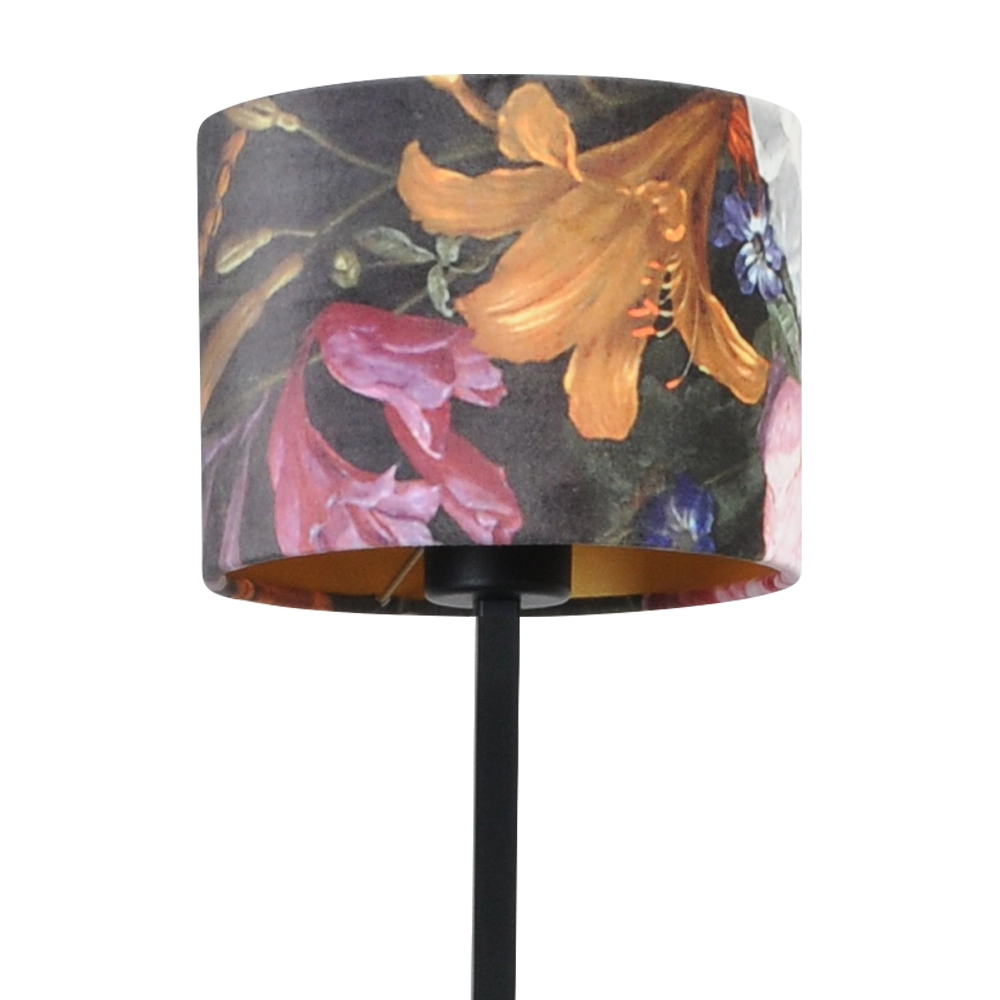 Lampe de table noire Venus avec abat-jour fleur Masterlight 8718121218359