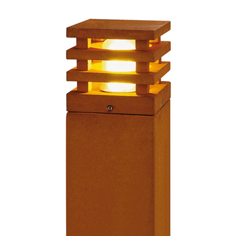 borne d'éclairage LED Rusty 70cm carré brun rouille SLV 4024163157506