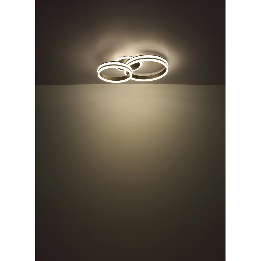 Lampe de plafond à design Grouni 2 anneaux en titane brossés Globo 9007371452002