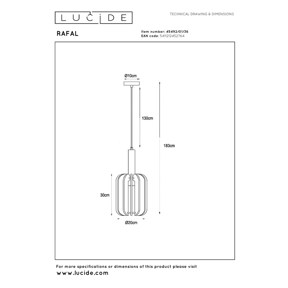 Lampe suspendue élégante Rafal noir avec gris Lucide 5411212452764
