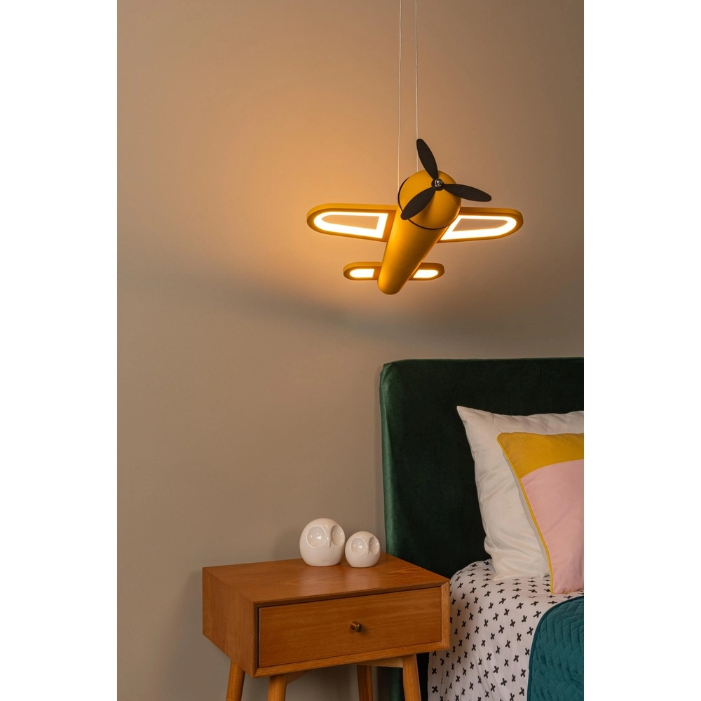 Lampe suspendue pour la chambre des enfants Fokker Jaune avion