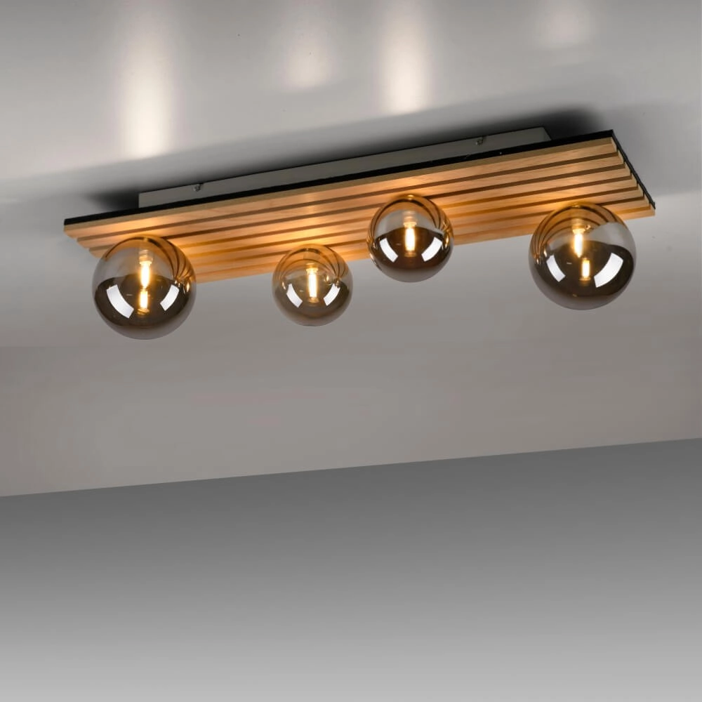 Plafonnier en bois Green Stika rectangulaire Just Light 4043689004248