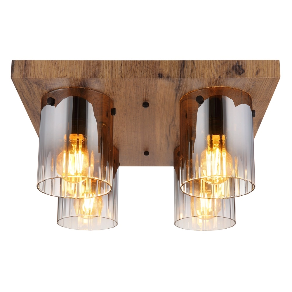 Lampe de plafond Underwood 4-lumière en bois Globo 9007371487035