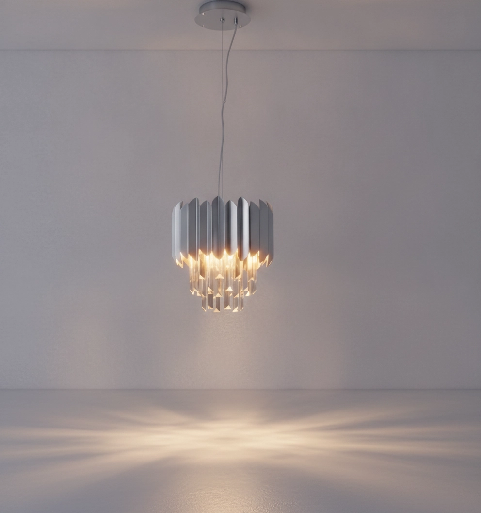 Suspension Magnolia chrome et cristal Ø 25cm