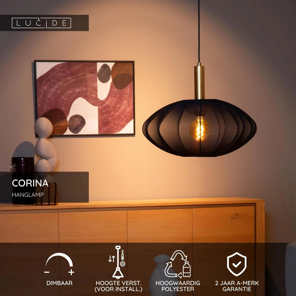 Lampe suspendue Corina noir Ø 50cm Lucide 5411212032003