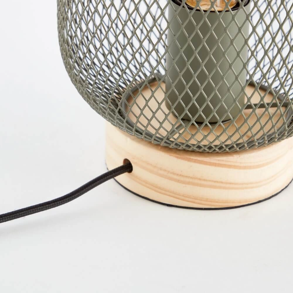 Lampe de table verte Giada avec du bois Brilliant 4004353354199