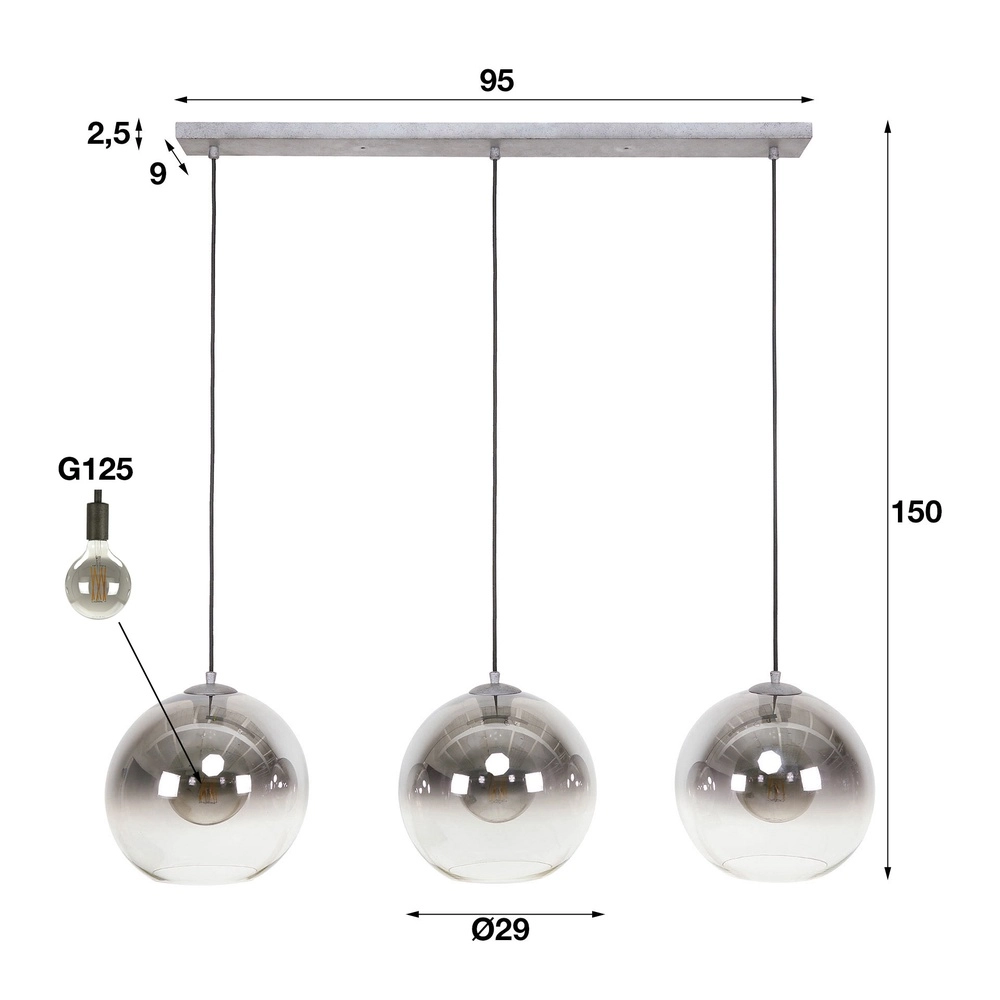 Suspension de 3L Bubble avec du verre argenté qui s’estompe. Lyora 8716803511217