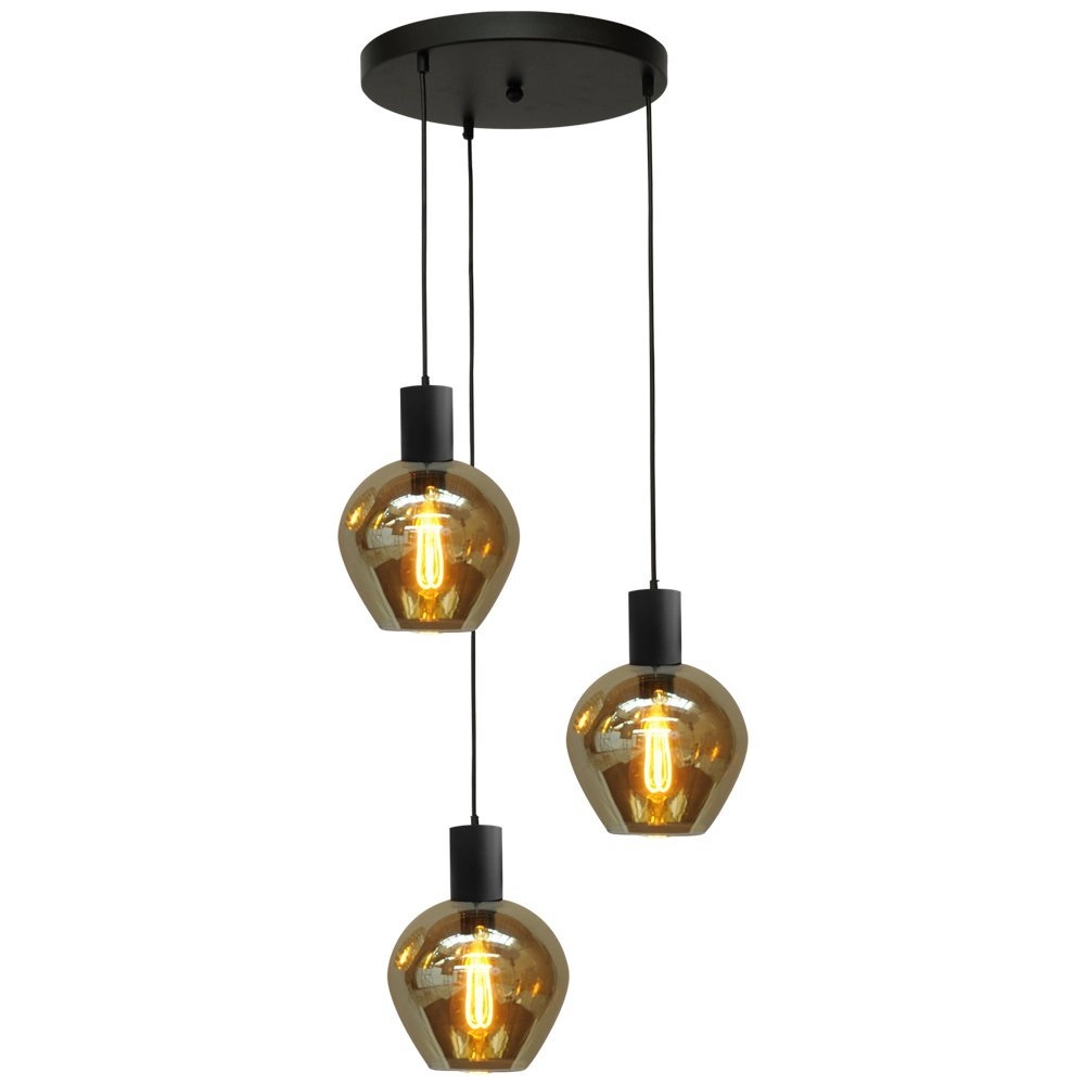 Lampe suspendue Bounty Verre fumé à 3 lumières