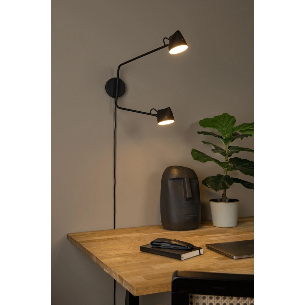 Lampe murale Milne Double noir Lucide 5411212421104