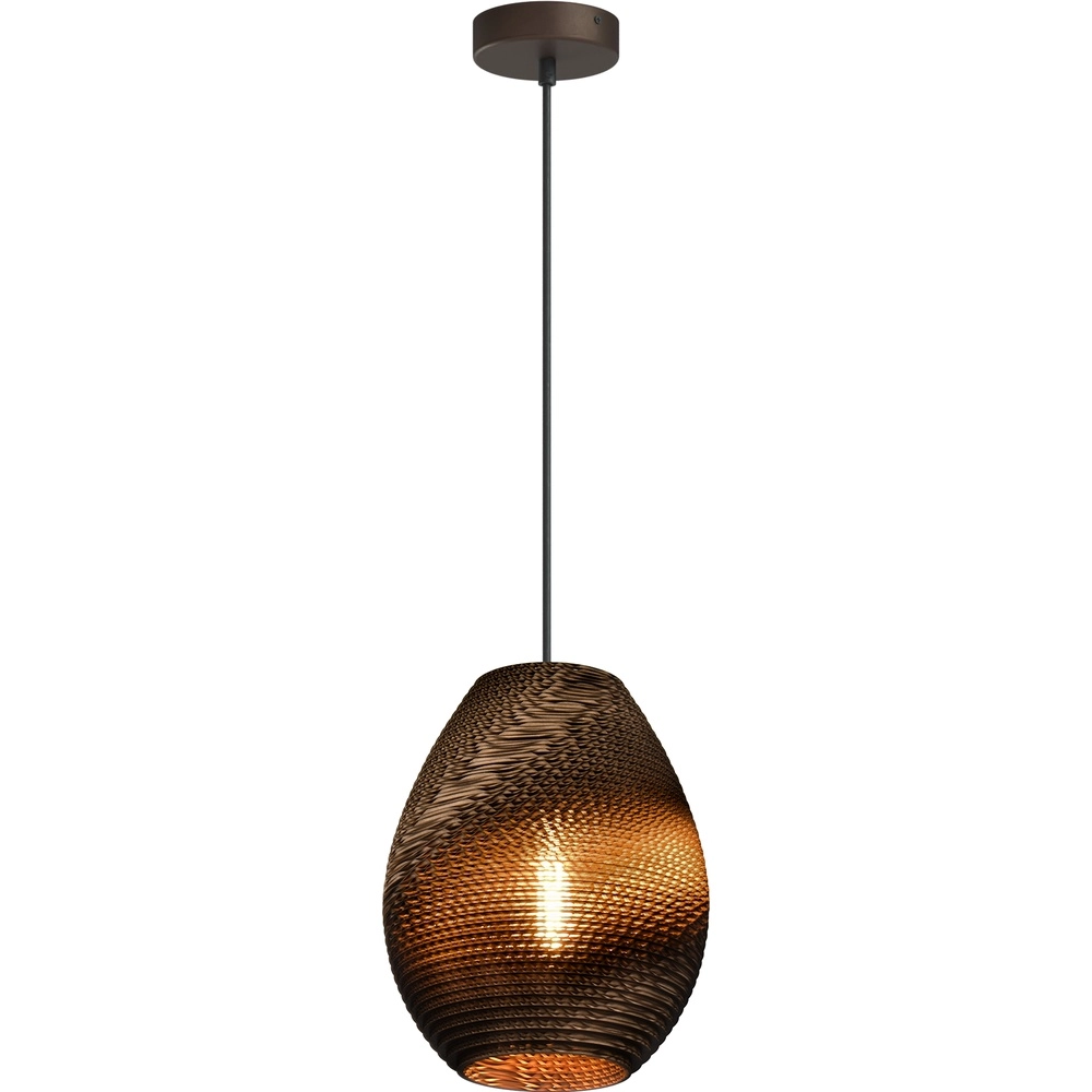 Lampe suspendue à une seule lumière Carta Pineapple Cacao en papier Ø 24cm