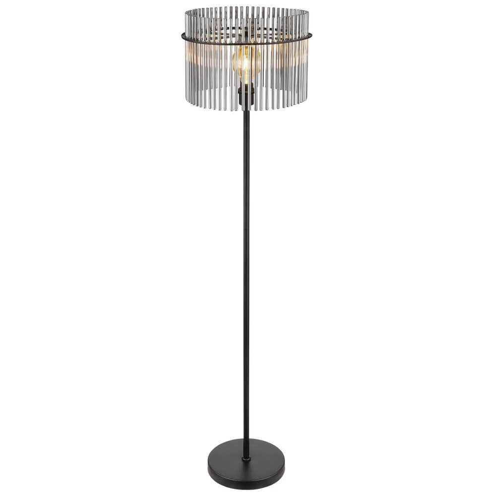 Lampadaire noir Gorley avec verre fumé Ø 38cm Globo 9007371451180
