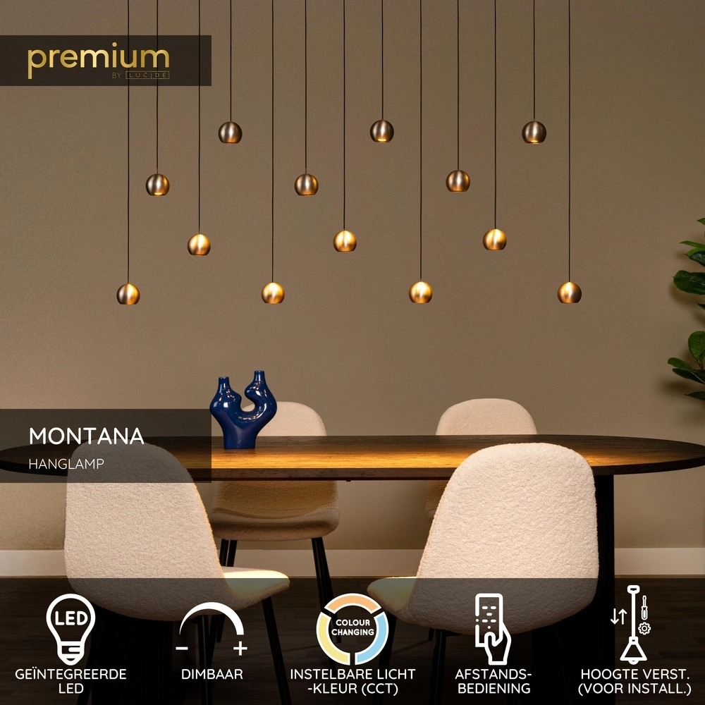 Lampe pendante de conception Montana 13-gris clair Premium by Lucide 5411212680143