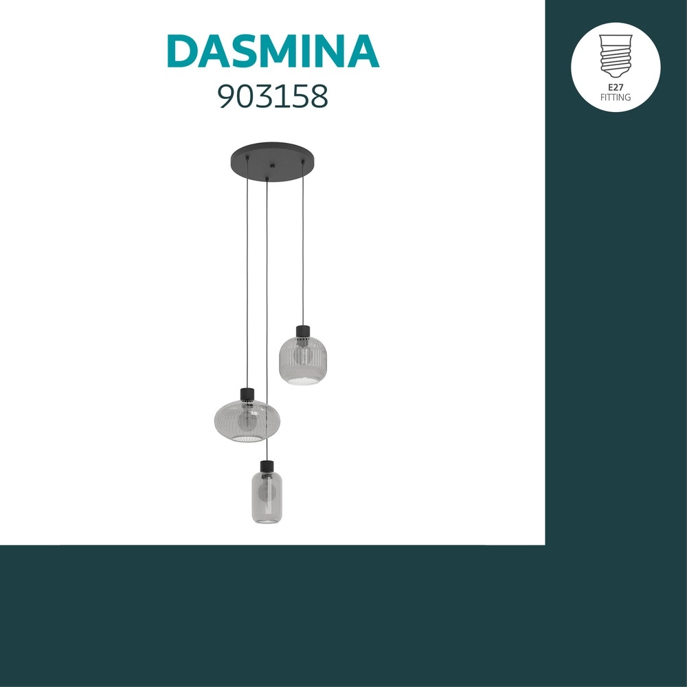 Lampe pendante de conception Dasmina Noir à 3 lumières Eglo 9008606406364