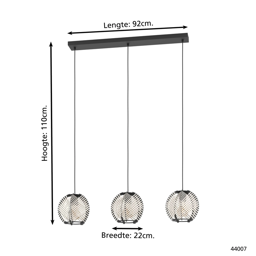 Conception de lampe suspendue de salle à manger Waverton 3x E27 Eglo 9002759440077