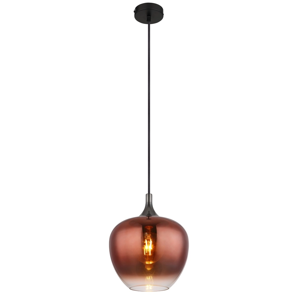 Lampe pendante de conception Maxy noir avec verre rouge