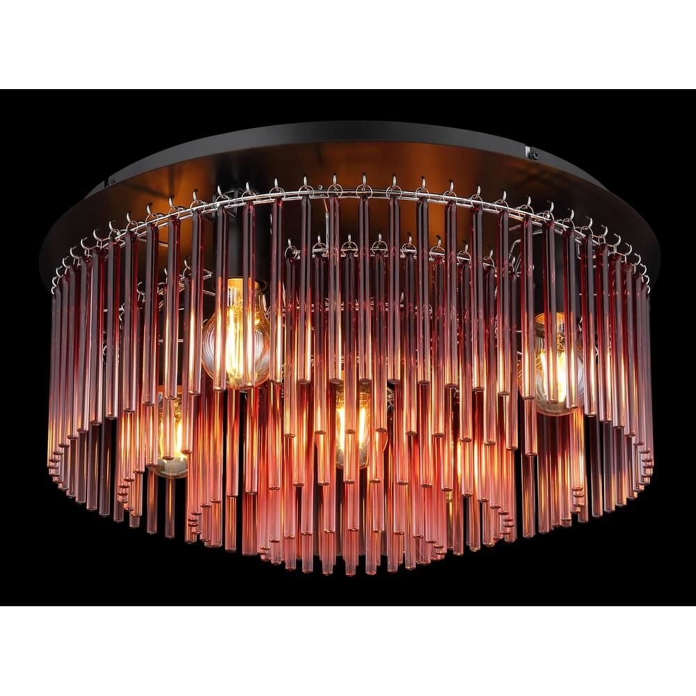 Plafonnier noir Gorley avec verre rouge Ø 50cm Globo 9007371462971