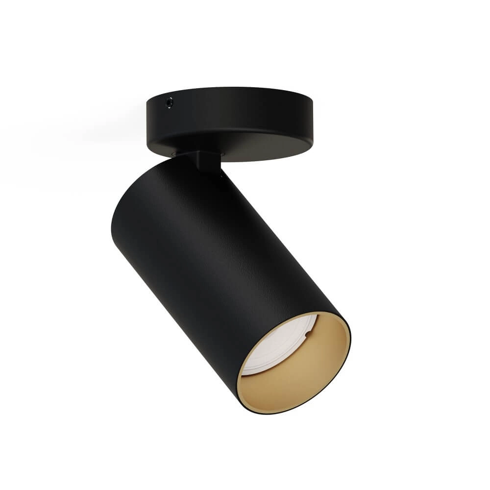 Spot en saillie inclinable Mono noir avec de l'or