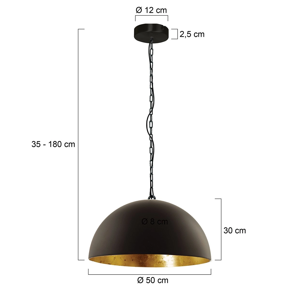 Lampe suspendue de bureau Semicirkel Ø 50 cm Steinhauer 8712746131048