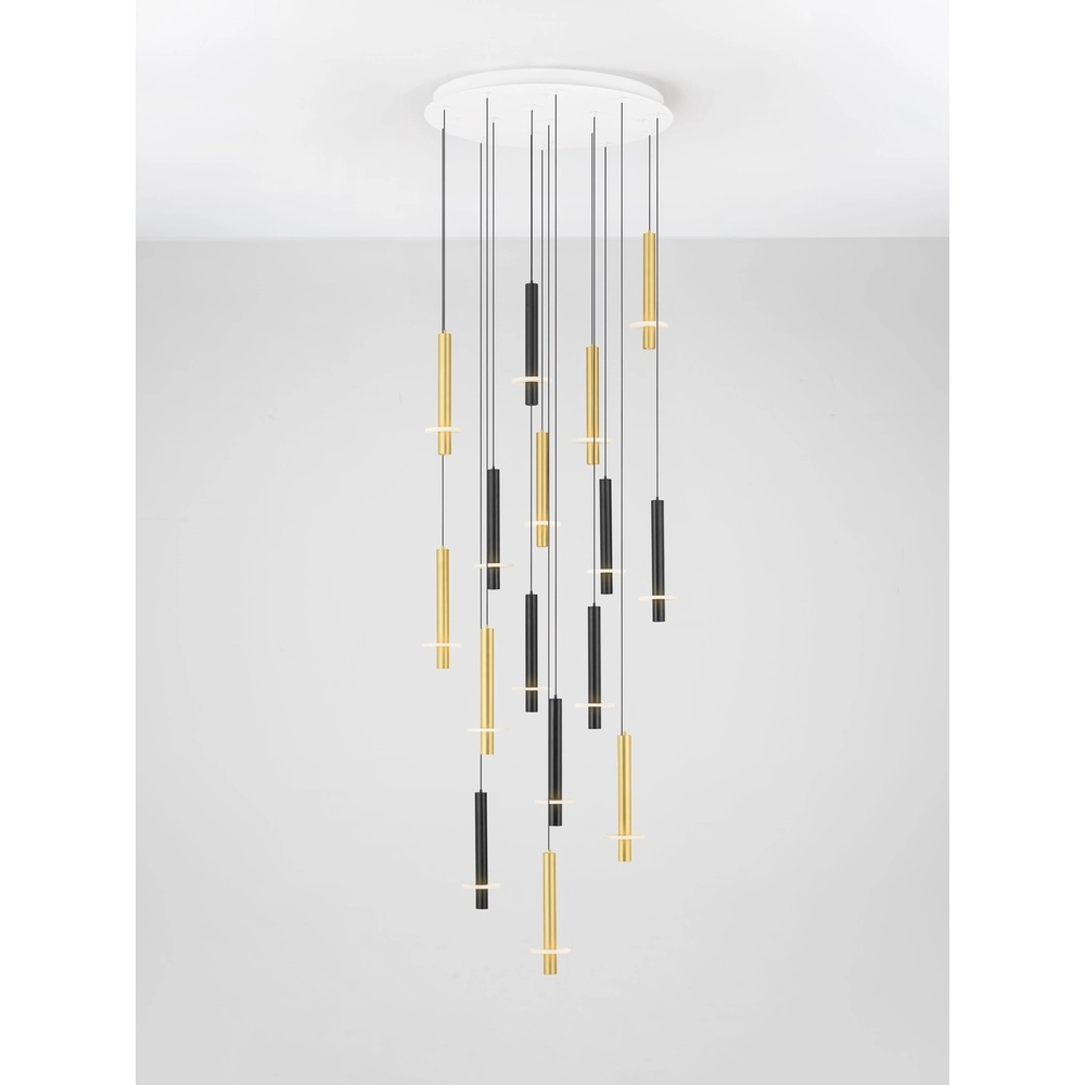 Lampe pendante de conception Noemi noir avec blanc et or Ø 72cm Lyora 5212063503335