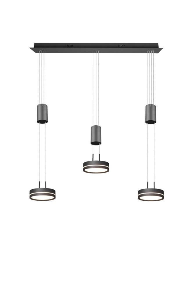 Lampe suspendue Franklin 3 lumières noir Trio 4017807510089