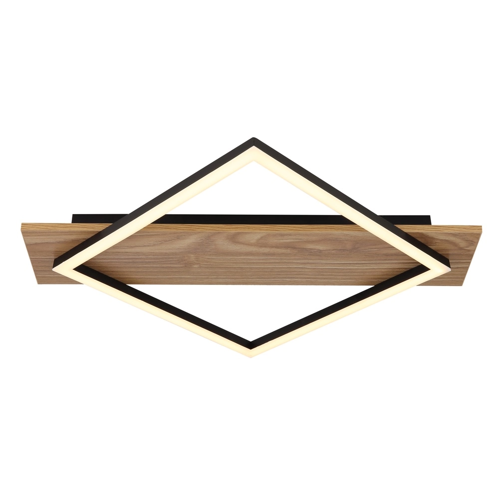 Lampe de plafond Beatrix I noir avec bois Globo 9007371465392
