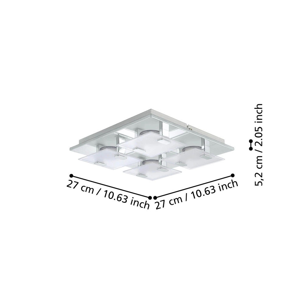 Lampe de plafond moderne Vicaro Chrome à 4 lumières Eglo 9002759933142