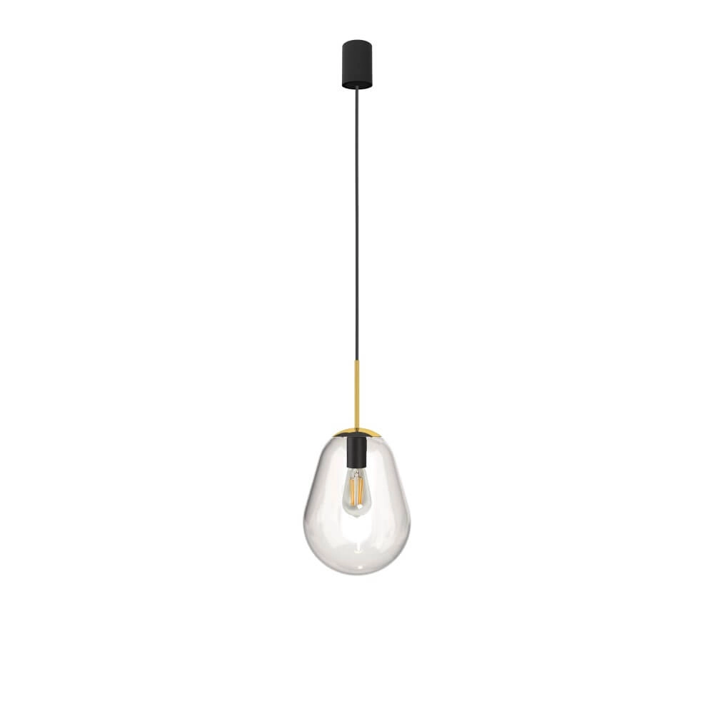 Lampe à suspension en verre Pear Short Ø 22cm doré avec verre clair Lyora 5903139867399