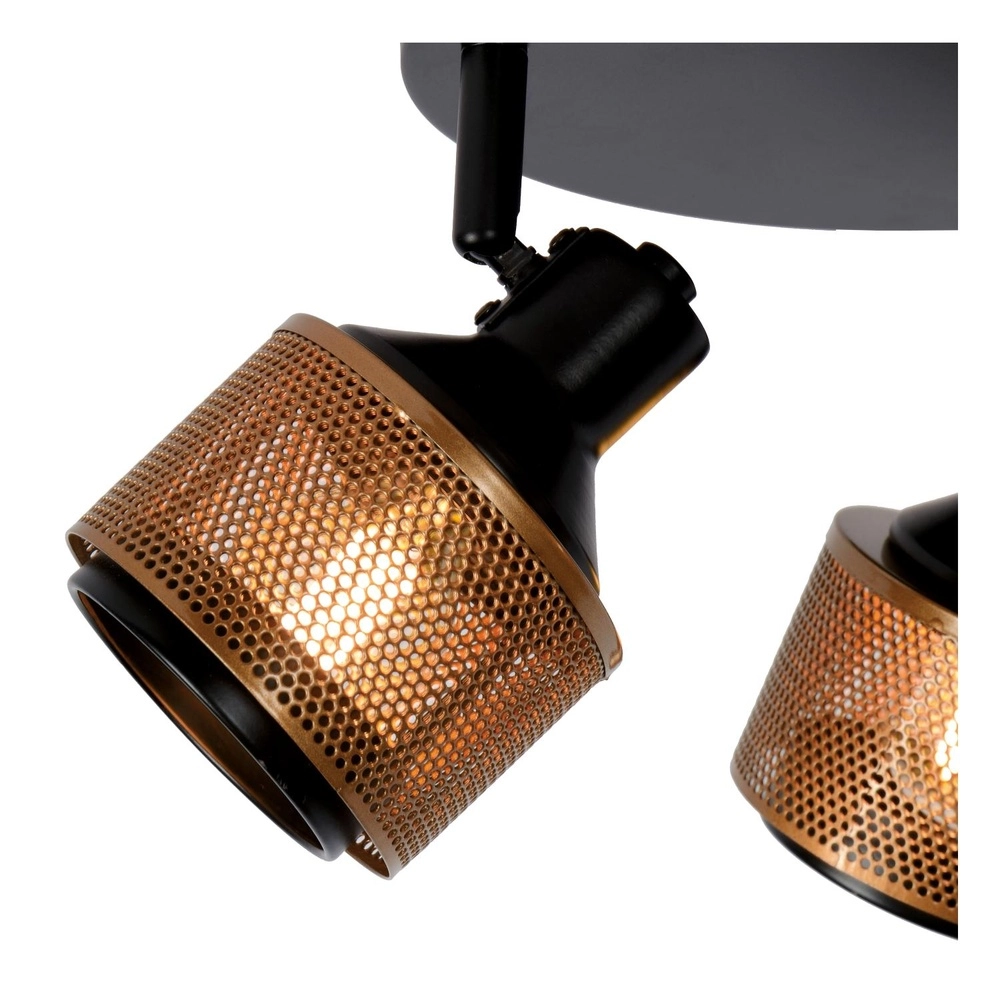 Lampe de plafond Rafa 3-noir clair avec cuivre Lucide 5411212771315