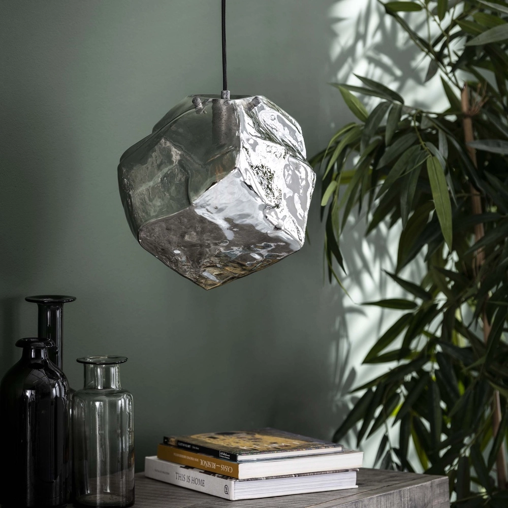 Lampe pendante moderne Rock Verre chromé Lyora 8716803511392