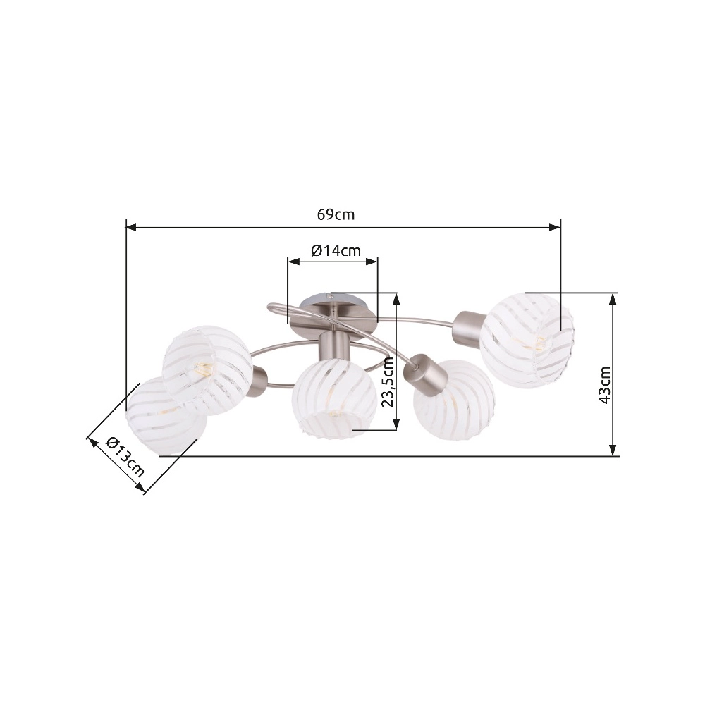 Lampe de plafond Willy Nickel 5 faux Globo 9007371406111