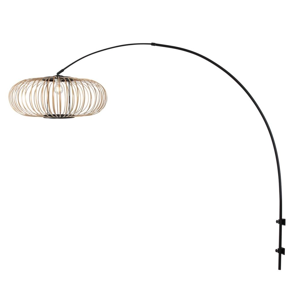 Lampe murale noire Sparkled Light avec une teinte en bambou Ø60 cm Steinhauer 8712746182026