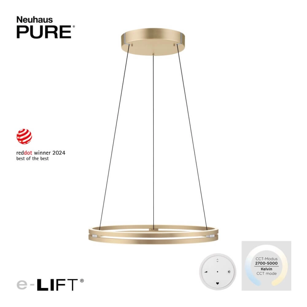 Lampe suspendue élégante Pure E-Loop laiton Ø 70cm Paul Neuhaus 4012248372296