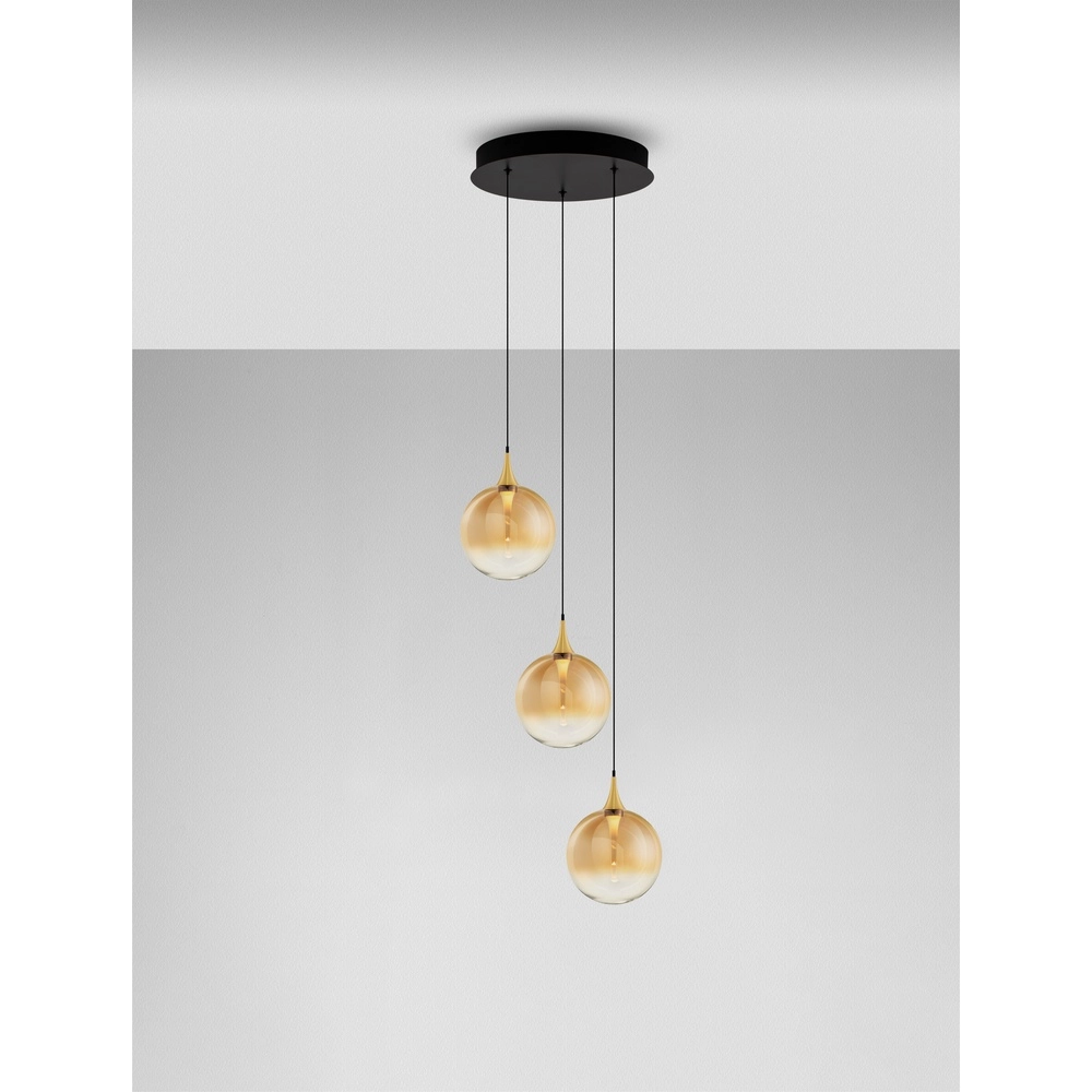 Suspension Orenda Verre ambré à 3 lumières Lyora 5212017477637