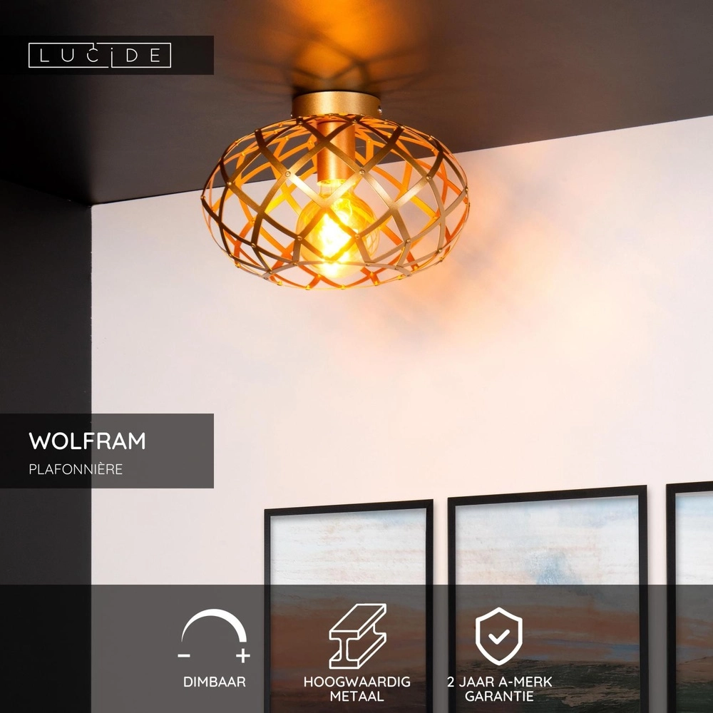Lampe de plafond Wolfram Or Lucide 5411212211293