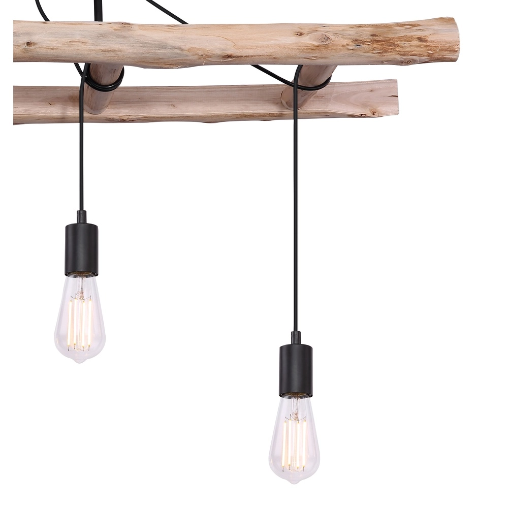 Lampe suspendue à 4 lumières Irmgard Bois 80 cm Globo 9007371390342
