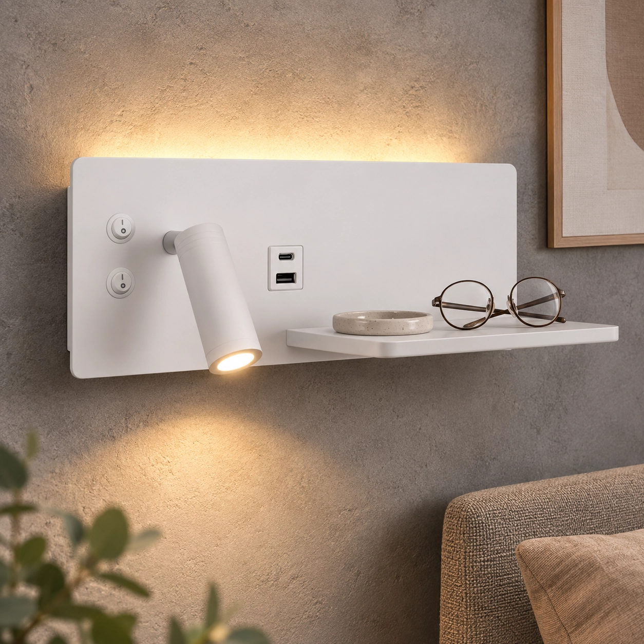 Lampe de chevet Charge Blanc gauche avec le chargeur sans fil
