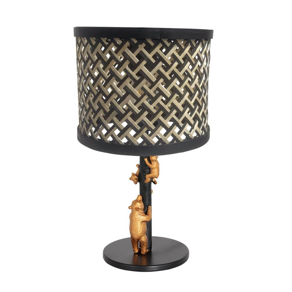 Lampe de table Animaux Ours noir avec capuche en bambou