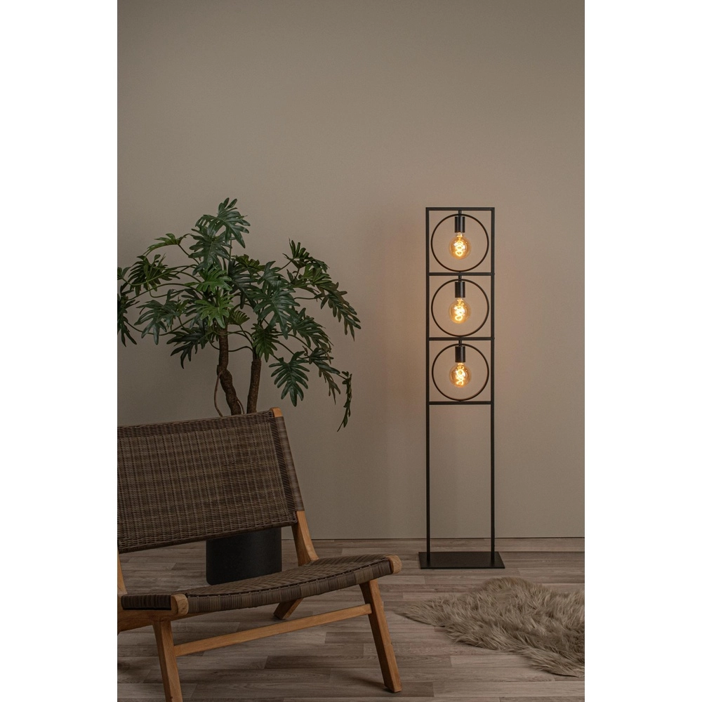 Lampe sur pied unique Suus Noir à 3 lumières Lucide 5411212010896