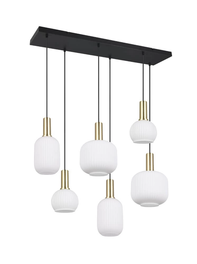 Lampe suspendue pour salle à manger Diva 6 lumières - verre blanc Trio 4017807614510
