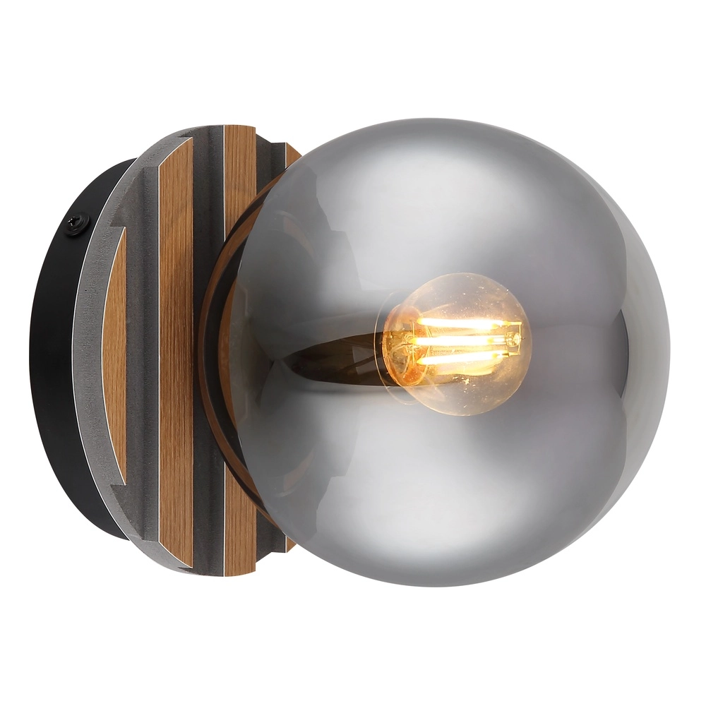 Lampe de plafond Parsons noir avec bois Globo 9007371576098